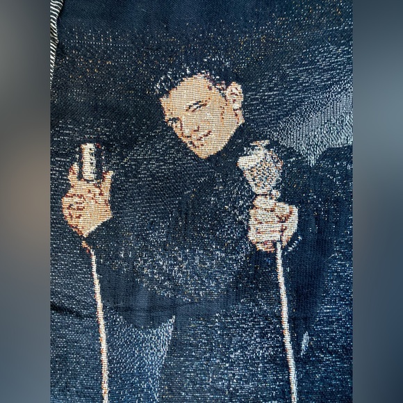 NSYNC Vintage 90s Tapestry Blanket Justin Timberlake Woven Afgan Throw 55”x48” - Picture 4 of 14